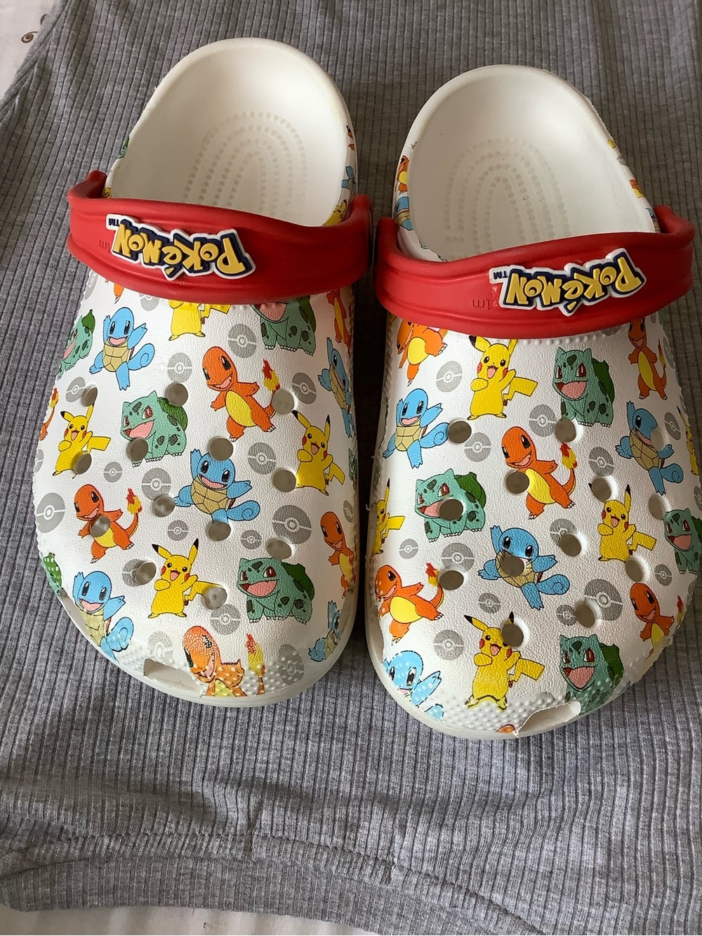 CROCS Kids' Pokémon Printed Clog - White Base with Red Strap